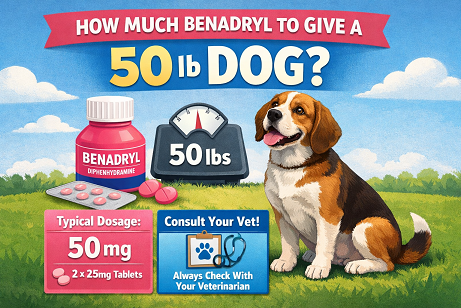 How much benadryl to give a 50 lb dog