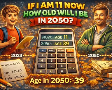 If i am 11 now how old will i be in 2050