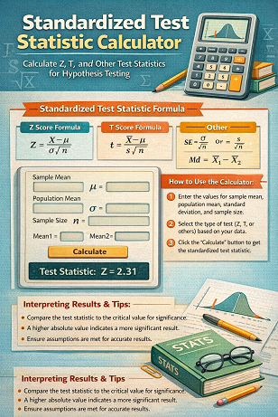Standardized test statistic calculator